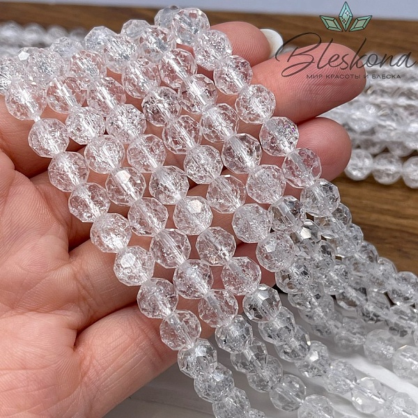 Кварц снежный огранка прозрачно- белая (имитация) 8 мм