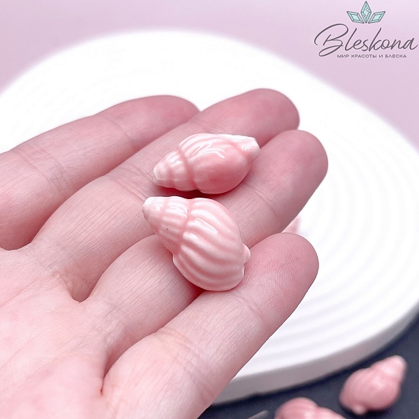 13*21 мм Керамика Бусина ракушка нежно-розовая