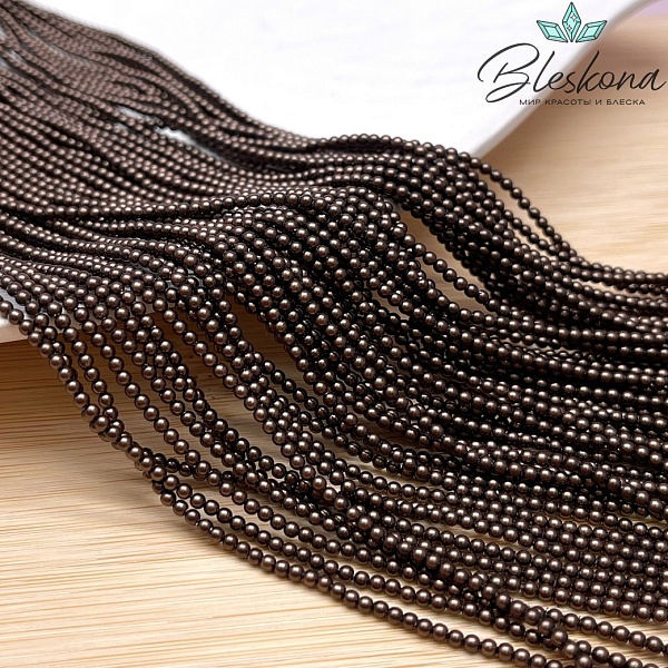 Жемчуг Майорка, цвет коричневый (шоколадный) 2 мм