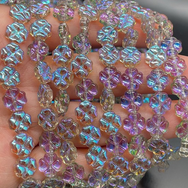 8 мм Стекло Lux,  клевер, цвет серый с фиолетово- голубым переливом