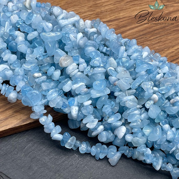 Крошка Аквамарин ширина бусин ~ 7-9 мм