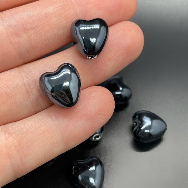 12 мм Бусина сердце, керамика цвет темно-синий
