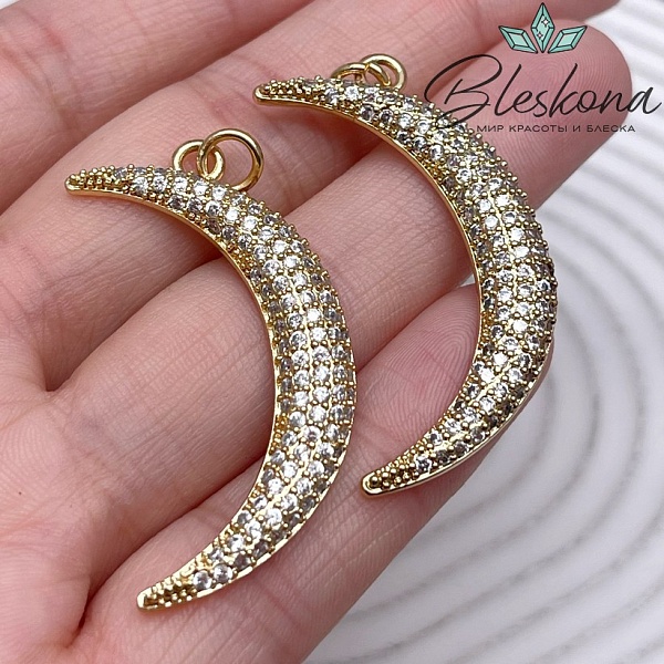 41,5*26 мм Цвет золото, Подвеска полумесяц с цирконами 