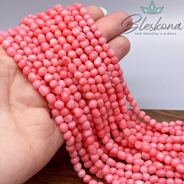 Коралл розовый галтовка (Коралловые водоросли) 4-6 мм