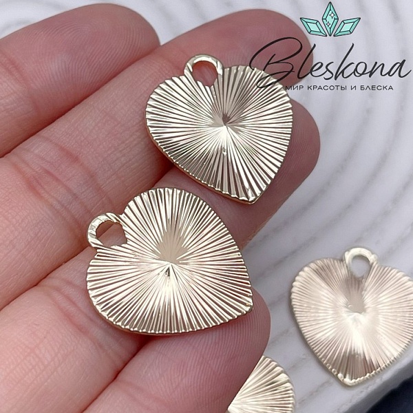 19,5*20 мм Цвет золото, Подвеска сердце полосы