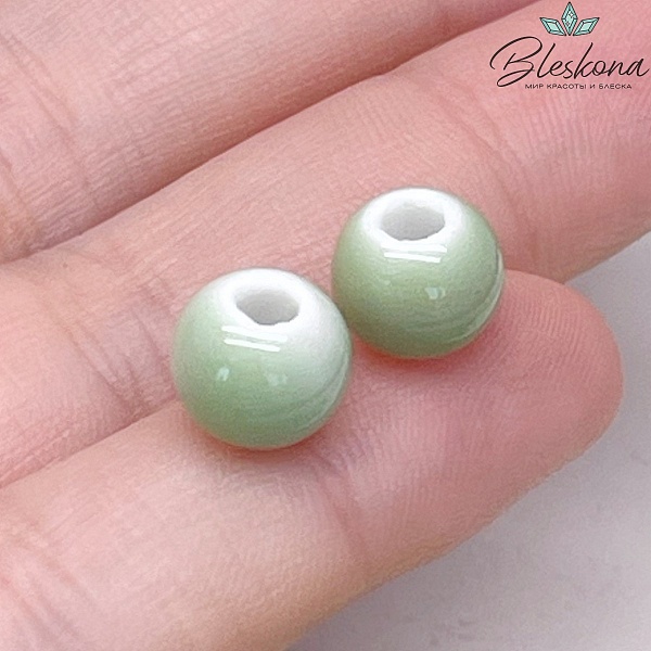 8,5 мм Бусина шар, керамика  цвет салатовый