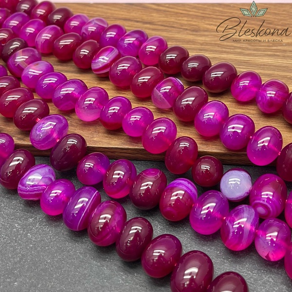 Агат (тонированный) фуксия галтовка 12*16 мм