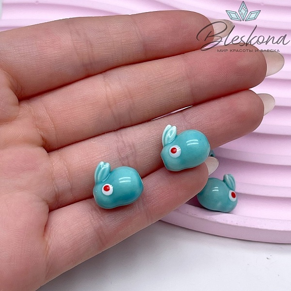 13 мм Керамика бусина кролик бирюзовый