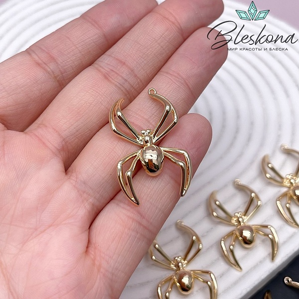32,5*20 мм Цвет золото, Подвеска Паук гладкий