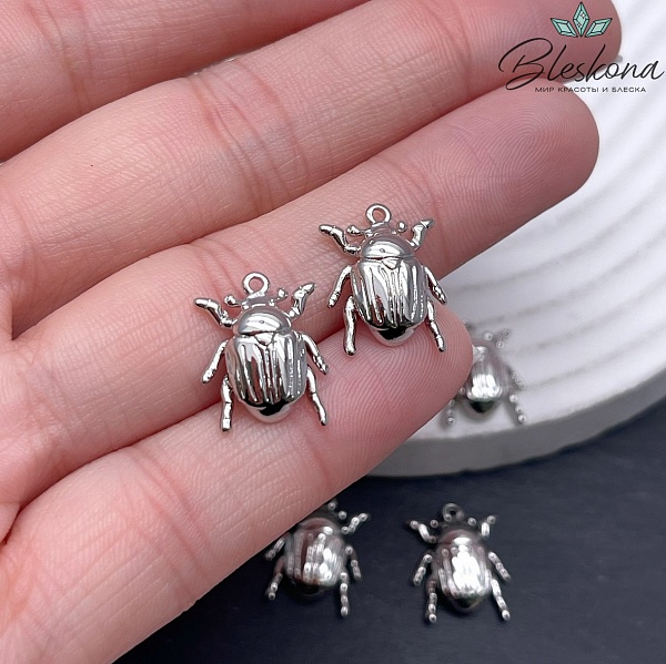 15*12 мм Цвет серебро, Подвеска Майский жук