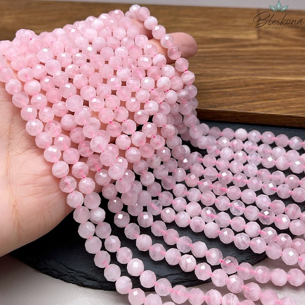 Мадагаскарский Розовый кварц алмазная огранка 6,5 мм 