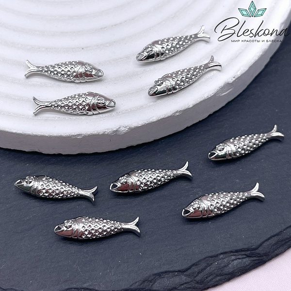 20,5*6 мм Цвет серебро, Подвеска рыба
