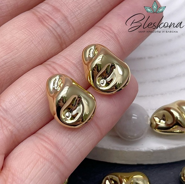 16*13 мм Цвет золото, Бусина фриформ