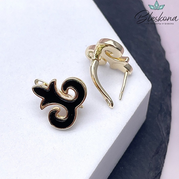 15*16 мм Цвет золото, Швензы Этно черная керамика