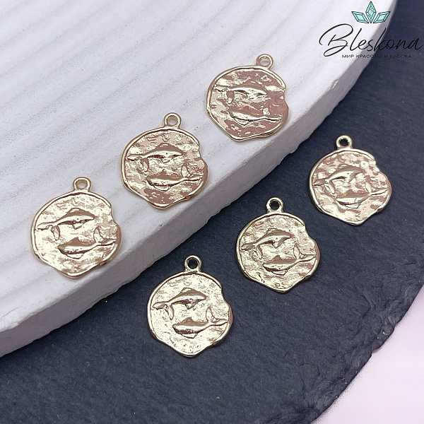 14 мм, цвет золото, Подвеска Рыбы Р16687