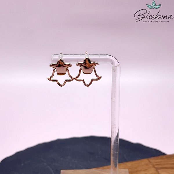 17,7*16 мм Цвет золото, Пусеты Тюльпан Этно 