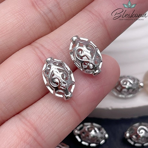 14*9 мм Цвет серебро, Бусина Этно №3