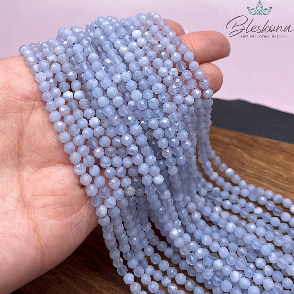 4 мм Агат голубой (Сапфирин) алмазная огранка