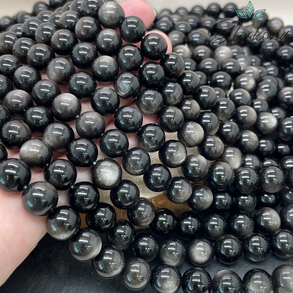 Обсидиан серебристый 10 мм АА