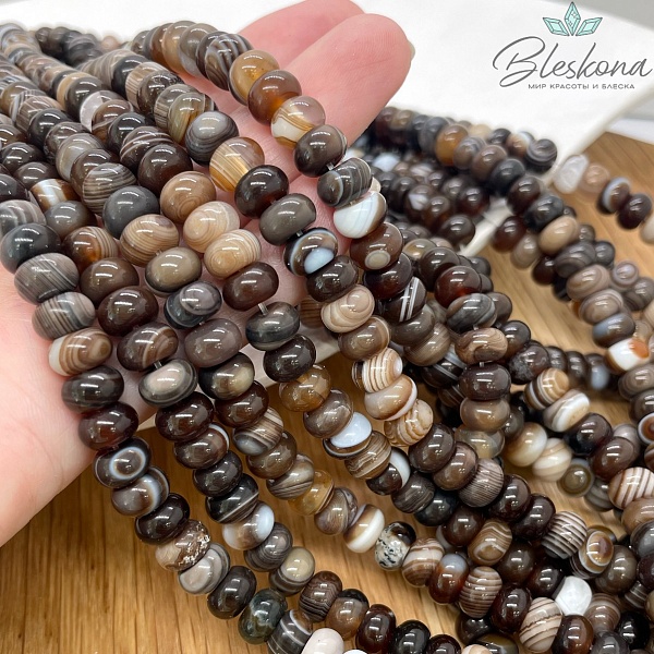 Агат серо- коричневый полосатый диски 5*8 мм