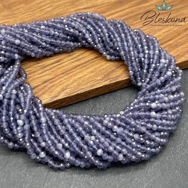 Кошачий глаз фиолетовый микроогранка (имитация) 3 мм