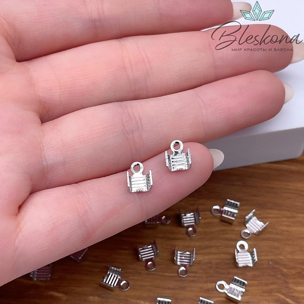 5,8*7,6 мм Цвет серебро, Зажим концевик для шнура