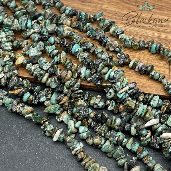 Крошка Яшма (африканская бирюза) ширина бусин ~ 7-11 мм