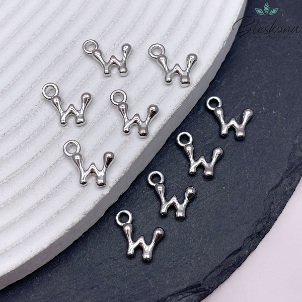 13 мм Цвет серебро, Буква гладкая W