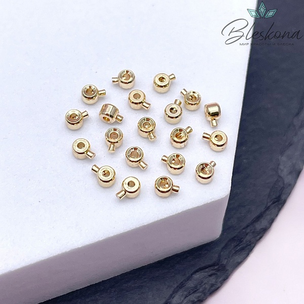 3 мм Цвет золото, Кримпы One Touch Люкс уп.10 шт.