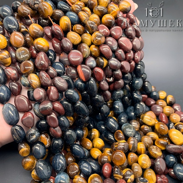 Микс Тигровый,Соколиный,Бычий глаз галтовка (9-12)*(9-10) мм