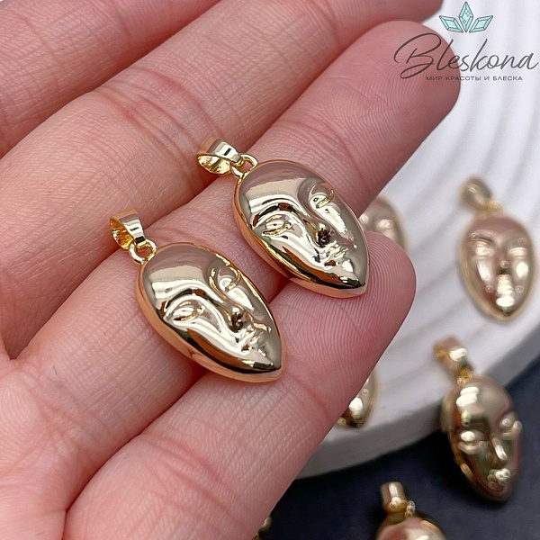 21*11 мм Цвет золото, Подвеска Маска