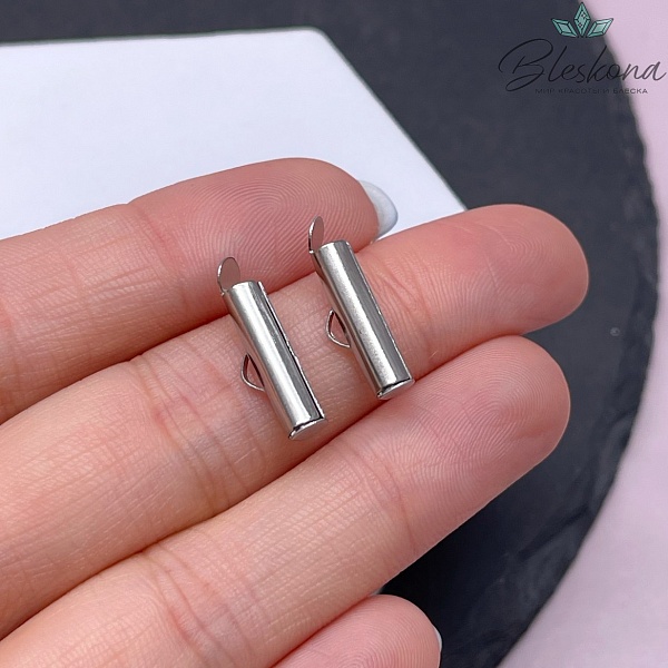 15,5*4 мм, Цвет серебро, Зажим-слайдер (концевик)