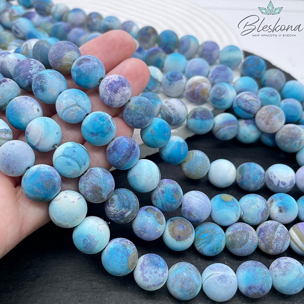 Агат с узором №30 матовый 12 мм