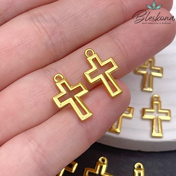Подвеска Крест контур, цвет золото 17,6*10,8мм