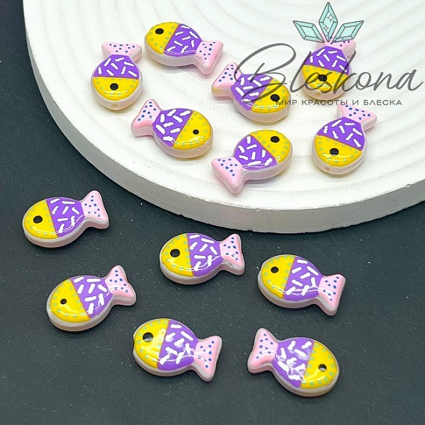 20*12 мм  Бусина рыбка сиреневая