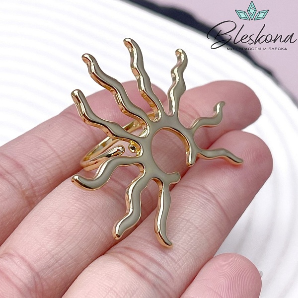 19,5 мм Цвет золото, Кольцо безразмерное Солнце