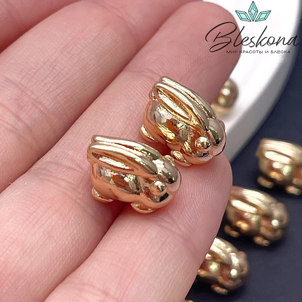 13,5*9,5 мм Цвет золото, Бусина Кролик