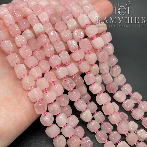 Розовый кварц куб фриформ 7-7,5мм