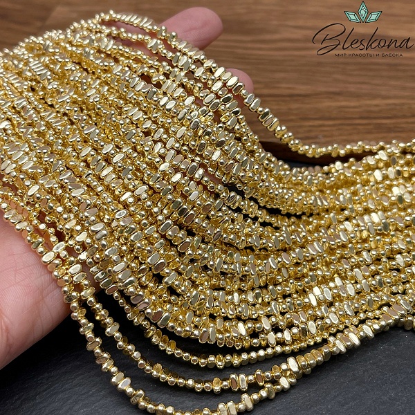 2*4 мм Гематин плоский прямоугольник, светлое золото, имитация