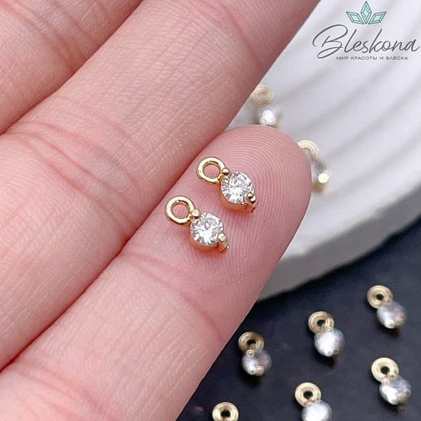 3 мм Цвет золото, Подвеска мини циркон в цапах