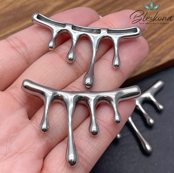 46*30 мм Бусина трубочка капли, Цвет серебро