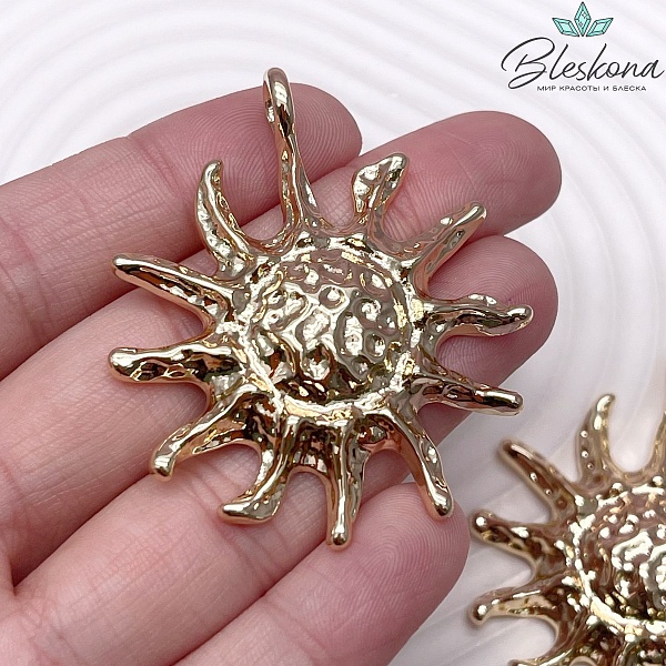 51*43 мм Цвет золото, Подвеска солнце мятое