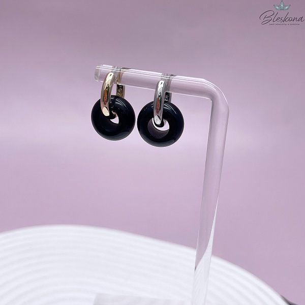 Бублик Агат черный 14 мм