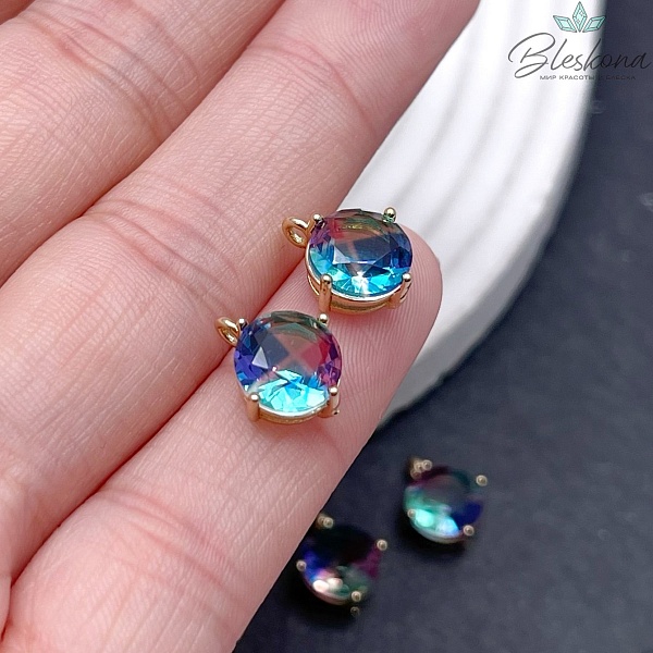 9 мм, цвет золото, Подвеска круг цвет микс в обрамлении