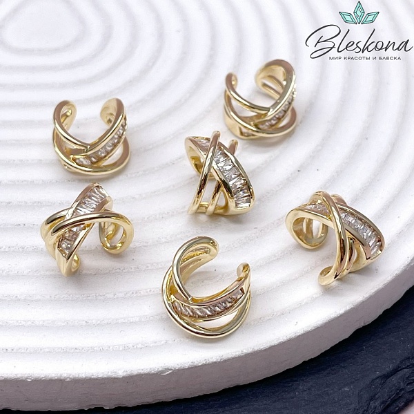 14*10,5 мм Цвет золото, Кафф цирконы