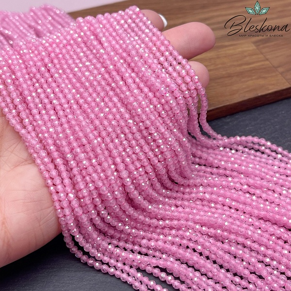 Циркон огранка розовый 3 мм (кубический цирконий, фианит) 