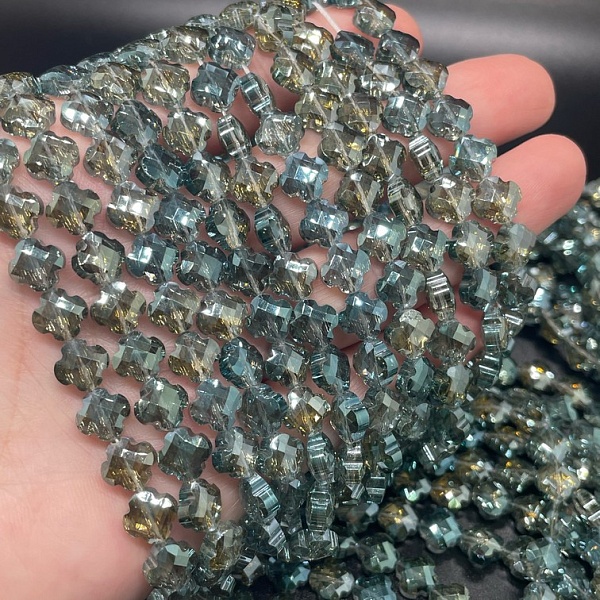 8 мм Стекло Lux, клевер, цвет темно-зеленый с желтым переливом 