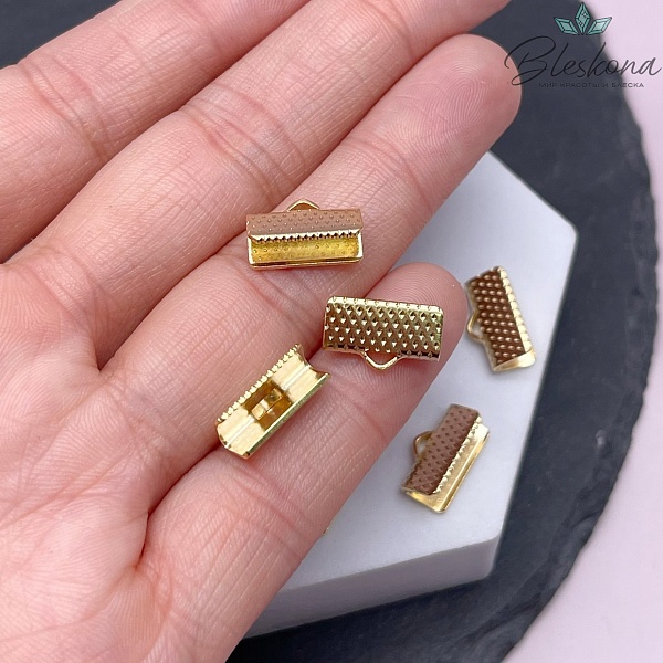 13*8 мм Цвет золото, Зажим-Концевик для шнура