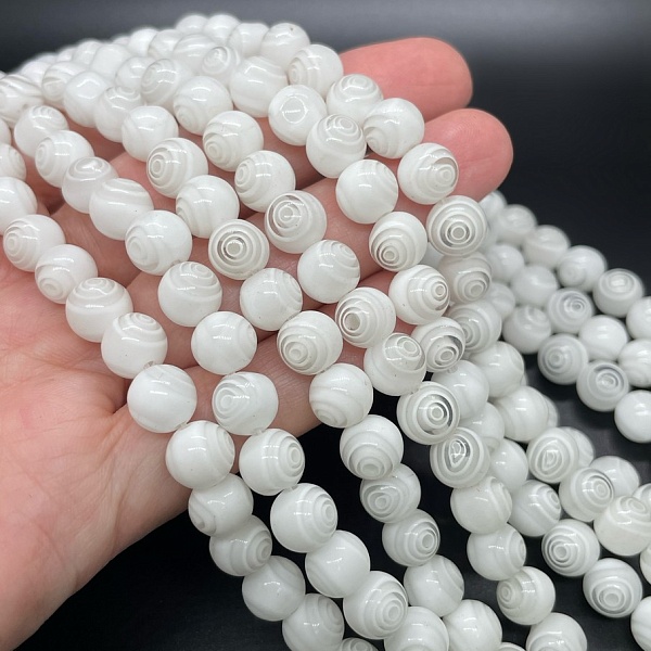 Муранское стекло белое спираль 8мм