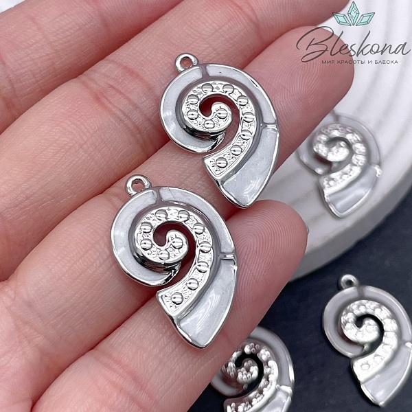 26*16 мм Цвет серебро, Подвеска ракушка улитка